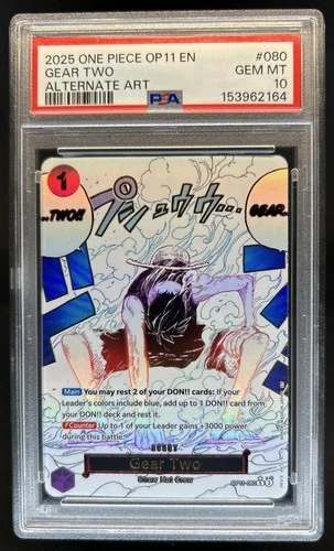 2025 One Piece Gear Two Rare Alt Art Alternative #OP11-080 PSA 10 GEM MINT