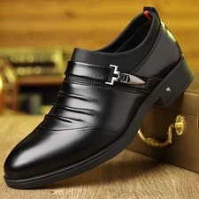 Men's Slip On Dress Shoes Formal Pointy Toe Business Casual Comfortable Shoes