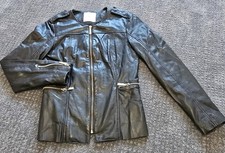 MNG Mango Black Leather Jacket Women’s Size Small Genuine Leather MSRP 79.99
