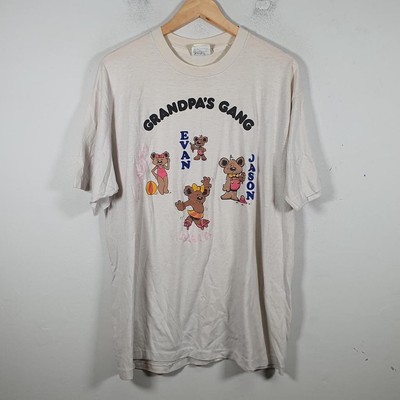 Vintage Hanes Grandpa s Gang Single Stitch T-Shirt 90s USA Herren 2XL Creme