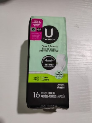 U by Kotex Security Natural Balance Absorbent Liners, Long, 16 Count (Pack of 3)