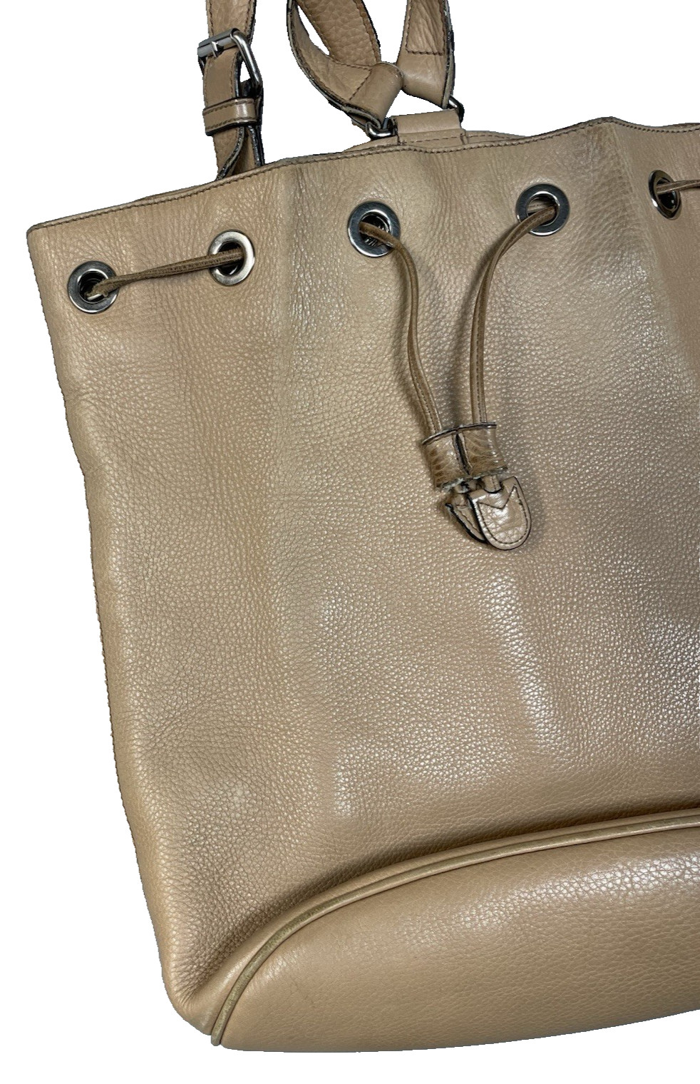 Gucci Soho Leather Drawstring Backpack Beige Pebb… - image 3