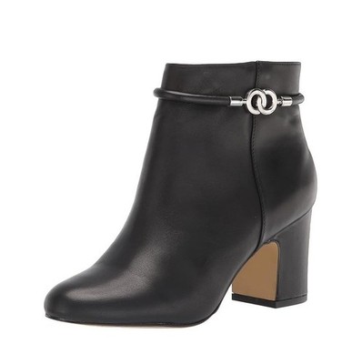Bella Vita Womens 7 M Black Leather Diaz Block Heel Ankle Booties NIB FX9
