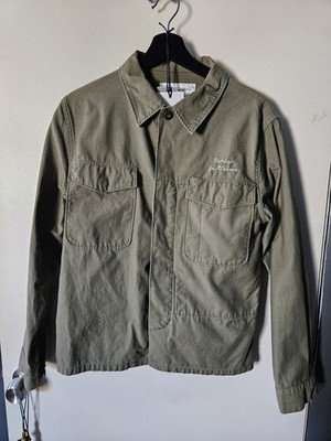 Officine Generale x Mr Porter Embroidered Slub Cotton Overshirt Green XS