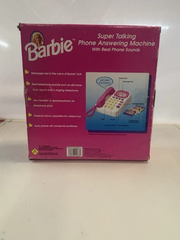 Barbie Super Talking Phone Answering Machine 1996 Tested And Working with tapes! - Image 2 of 4