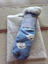Genuine Oodie Blue Cloud Fleece Slipper Socks Size Small