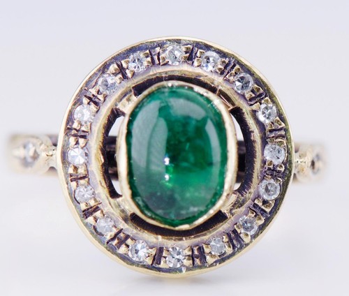 Ancien Art-Deco 18k Anneau Or Français Lacloche Frères Émeraude Diamant c1930's - Photo 8 sur 15