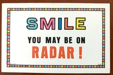 Smile You May Be On Radar, Rainbow Letters and Border Vintage Postcard