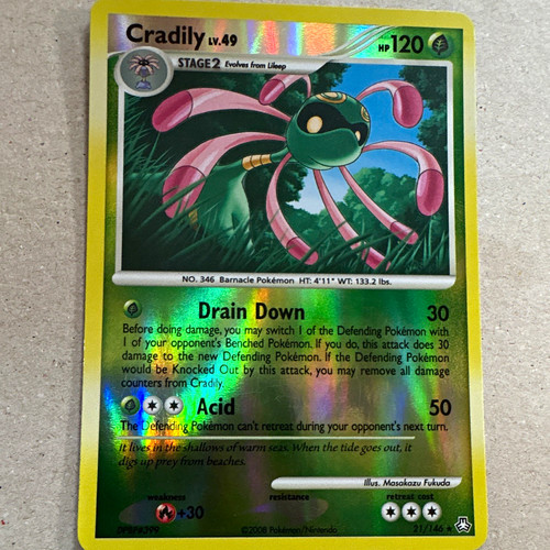 Nintendo Pokemon TCG Cradily 21/146 Legends Awakened Holo Rare ENG 2008 120 HP