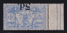 New Hebrides (British), Scott 39a (SG 42a), MHR, INVERTED Surcharge, w/ BPA cert