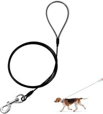 Chew Proof Dog Leash,6FT Metal Cable Lead,Heavy Duty Leash Made of 6FT, Black