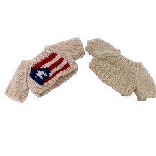 Hand Knit Small Doll Bear Sweater American Flag Patriotic &  Blank Handmade Wool