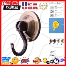 Versatile Antique Gold Suction Cup Hooks for Glass Doors & Wreaths - 4 Pack