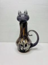 Blenko Blenkat Heliotrope Cat Decanter First Quality Momma Cat