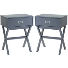 Home Square Designs2Go Landon End Table in Gray Wood Finish - Set of 2