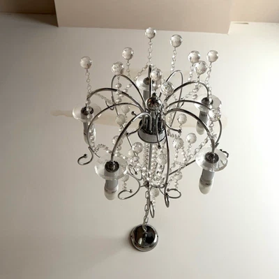 5-Light Chrome Crystal Multi-Arm Chandelier Ceiling Light, Hardwired Wall Switch - Image 1 of 2