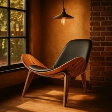 2025 Hans Wegner Shell Lounge Chair Accent Side Chair Padded Seat Retro Design