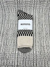 ROTOTO Checkerboard Socks, SIZE L, 27cm-29cm, Black, Knitted Cotton Silk, Japan