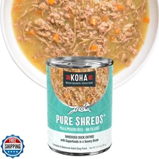 KOHA Pure Shreds Duck Entrée for Dogs, 12.5oz Cans (Pack of 12)