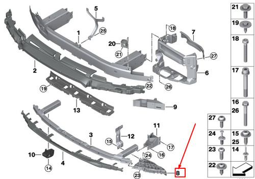 BMW 6 Gran Turismo G32 Stoßstange vorne links unten Strebe 51112711883 NEU ORIGINAL