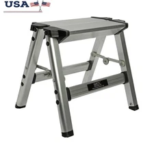 Folding One-Step Stool Lightweight Aluminum Portable Step Stool Home Use
