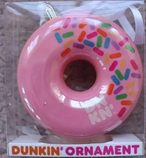 NEW DUNKIN DONUTS PINK DONUT CHRISTMAS  ORNAMENT