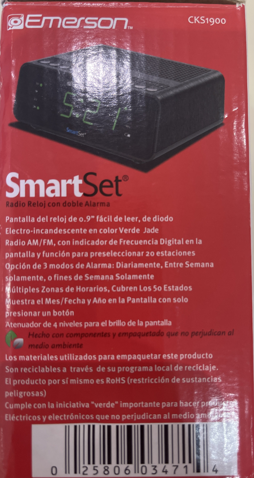 Emerson SmartSet Alarm Clock Radio with AM/FM Radio Dimmer Sleep Timer and .9...