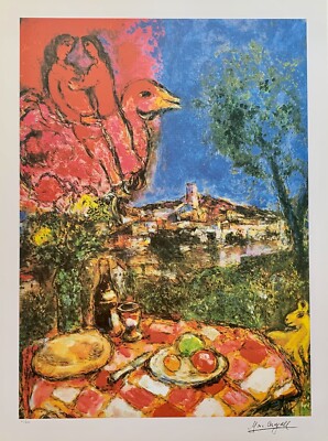 Marc Chagall LOVERS OVER CITY Limited Edition Facsimile Signed
