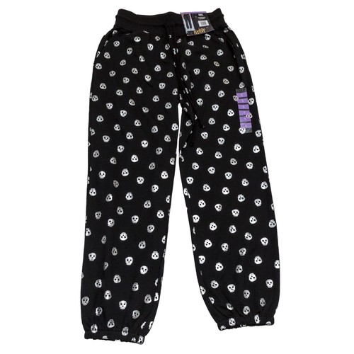 Feeling Festive Size Small Black Joggers with Silver Skulls Drawstring Pockets - Picture 2 of 6