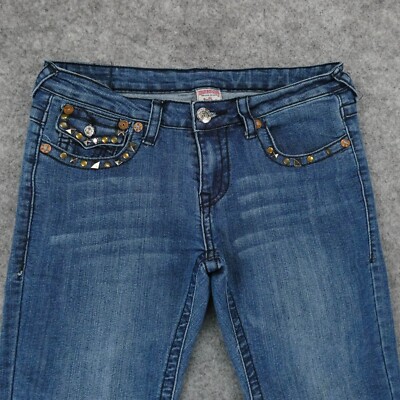 True Religion Jeans Womens 30 Joey Super T Low Rise Med Wash w