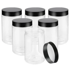 6 PACK 27oz Clear Plastic Jars with Screw On Lids Empty Food Storage Containers