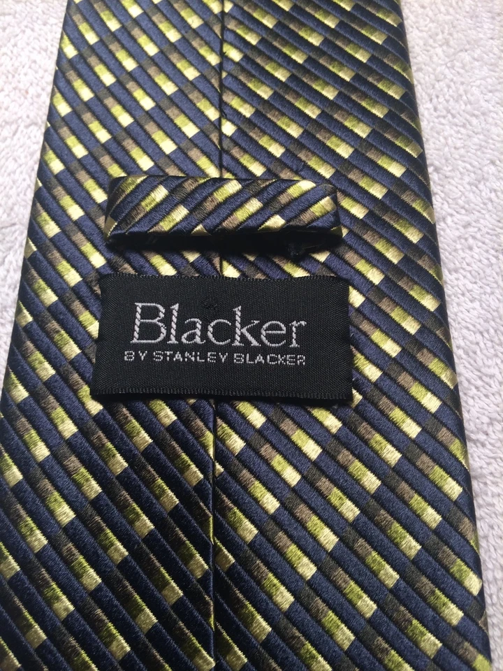 STANLEY BLACKER MENS TIE NAVY BLUE AND GREEN 4 X 59 - Image 4 of 4