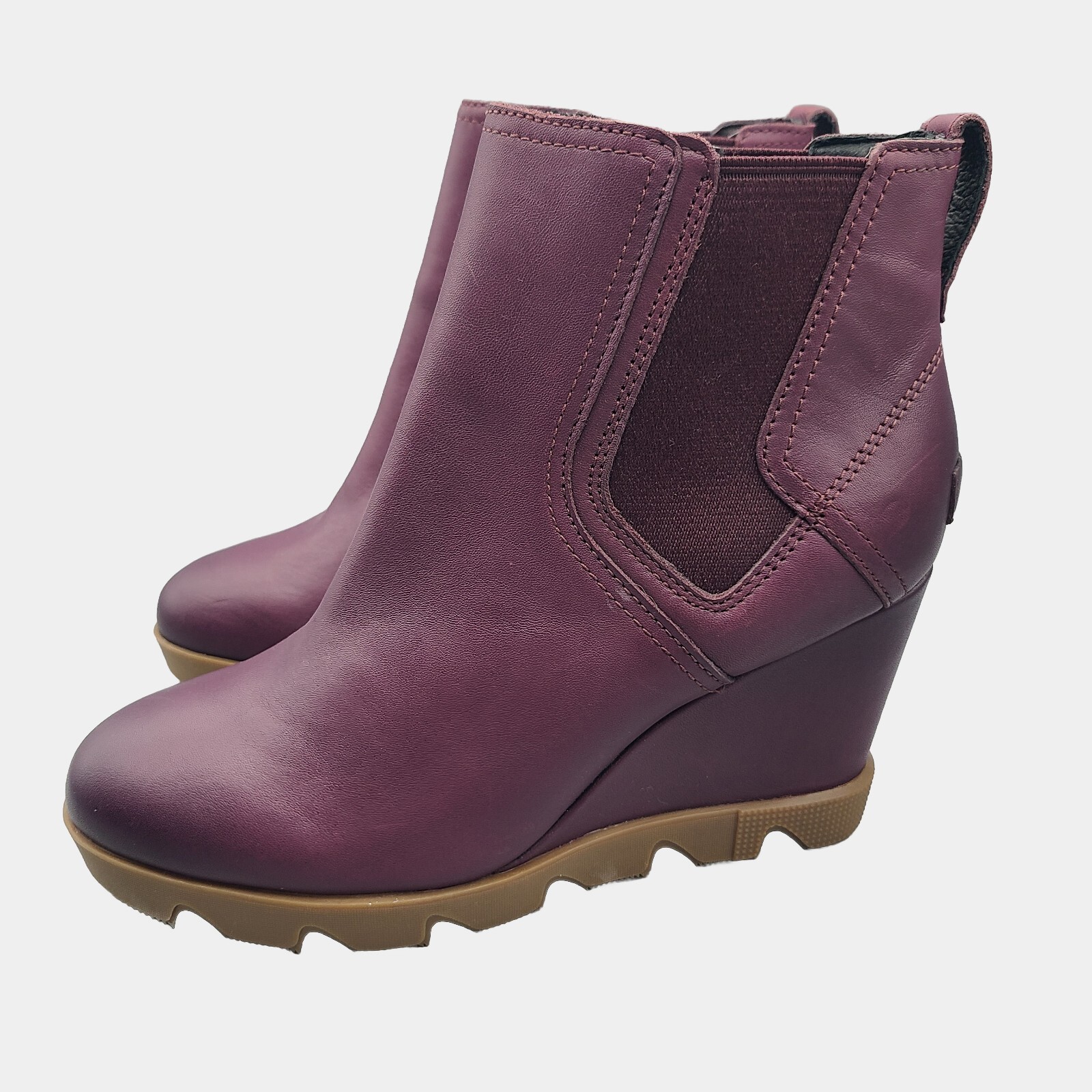 SAOLA Stivali donna SOREL Uptown Chelsea suola a strappo pelle vino taglia US 7 5 38 5 nuovi