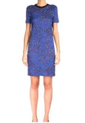 Carven Clara Printed Jersey Dot Shift Dress Crew Neck Small