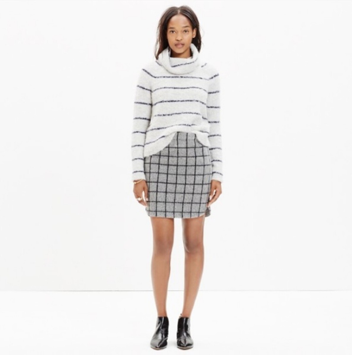スカート Cotton Twill-Paneled Checked Wool Skirt Sacai Cotton Twill-Paneled Checked Wool Skirt - Runway Catalog