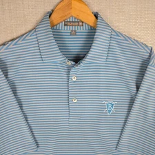 PETER MILLAR x BUTTERFIELD CC Sumer Comfort Polo Shirt Sz Large Blue/Gray Stripe