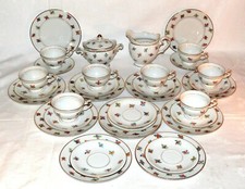 Hutschenreuther Kaffee Tee Service Streublümchen Erhaben Gold 34tlg. Antik 17446