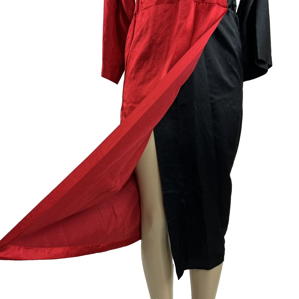 Zero + Maria Cornejo Oki платье размер 6 искусственного надежном красный черный атласный Colorblock допио - Изображение 4 из 4