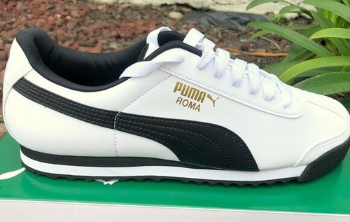 PUMA Roma Basic Classic 35357204 White Black Mens Shoes Sneakers All Sizes - Picture 1 of 7