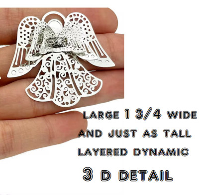Large ULTRA 3D ANGEL WING Pendant on DIAMOND Cut 925 Silver 18'' Necklace Women
