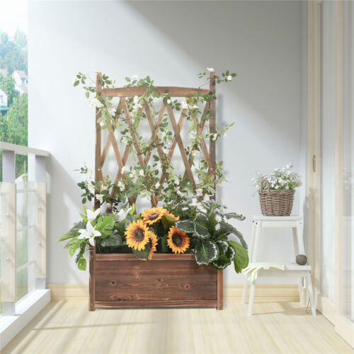 Extra Large Wooden Raised Plant Bed Garden Elevated Planter Box with Trellis - Picture 6 of 12