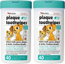 Dental Wipes for Dogs and Cats, 80 Pieces (Cool Mint Flavor), Cleans Teeth, Gums