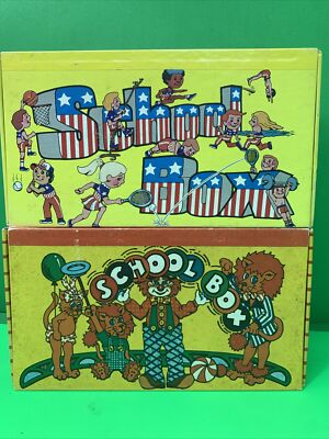 2 Vtg Clown Cirus, Sports, Pencil Box Boxes Lebanon & General Box Co Brand