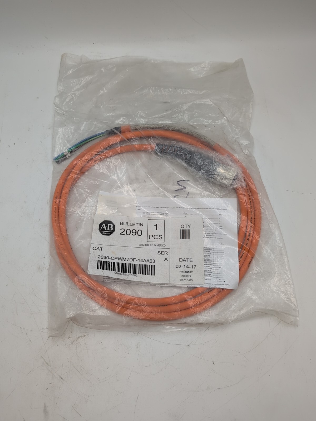 Allen Bradley 2090-CPWM7DF-14AA03  MP-Series 3m SpeedTec Standard Cable Y SEALED