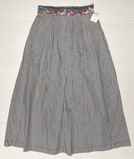 Vintage 80  s Anne Marie By Les Olivades Skirt Sz 6 Black White Check Floral NWT