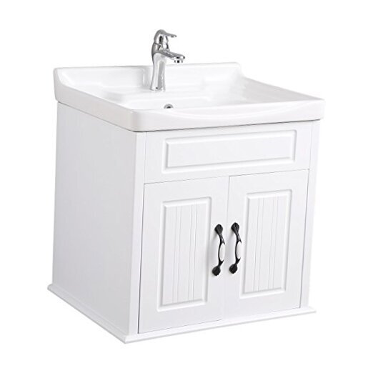 Adeline Bathroom Vanity with Sink 24 1/4 in. Wide White Ceramic Vanity ...