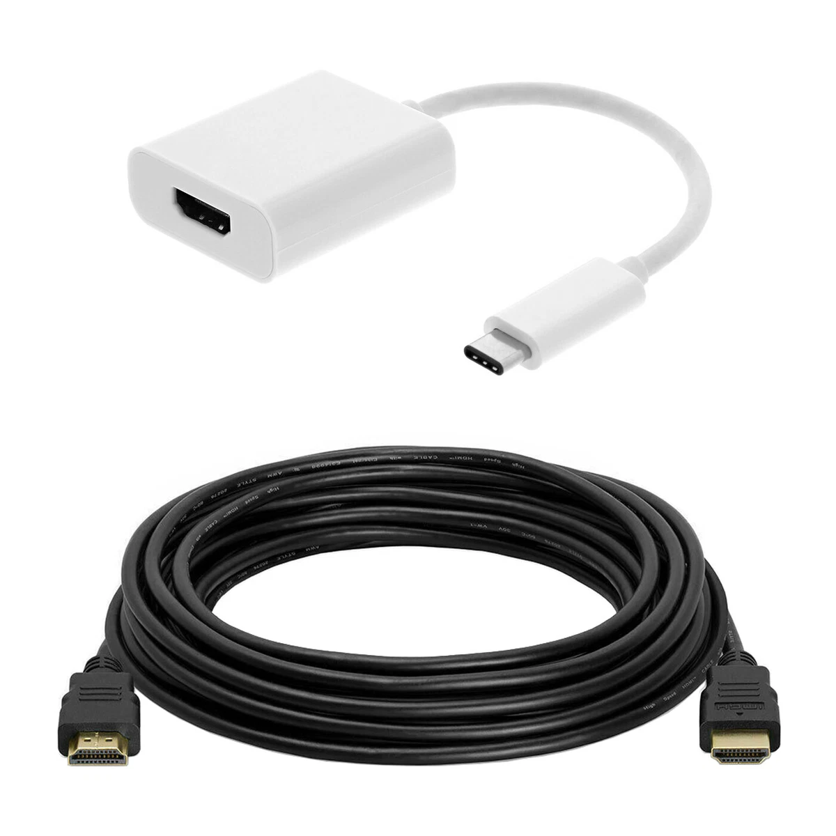 HDMI Cable, HDMI and USB to USB-C Cable