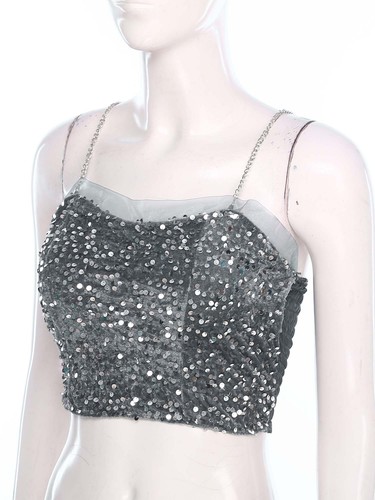 Women Sleeveless Crop Top Belly Dance Costume Set Shiny Sequin Hip Bottom Outfit - Bild 79 von 196