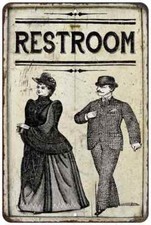 Restroom Sign Men  Women Vintage Look Chic Distressed Bathroom 108120020245