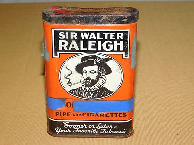 VINTAGE SIR WALTER RALEIGH PIPE & CIGARETTES SMOKING TOBACCO TIN ***EMPTY*